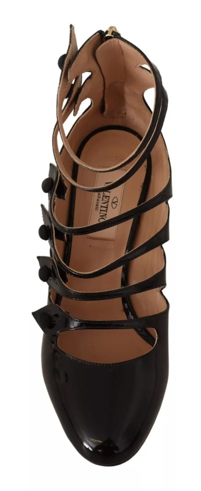Red Valentino Black Multi Strap Leather Mid Heels Pumps Shoes - RIMODA