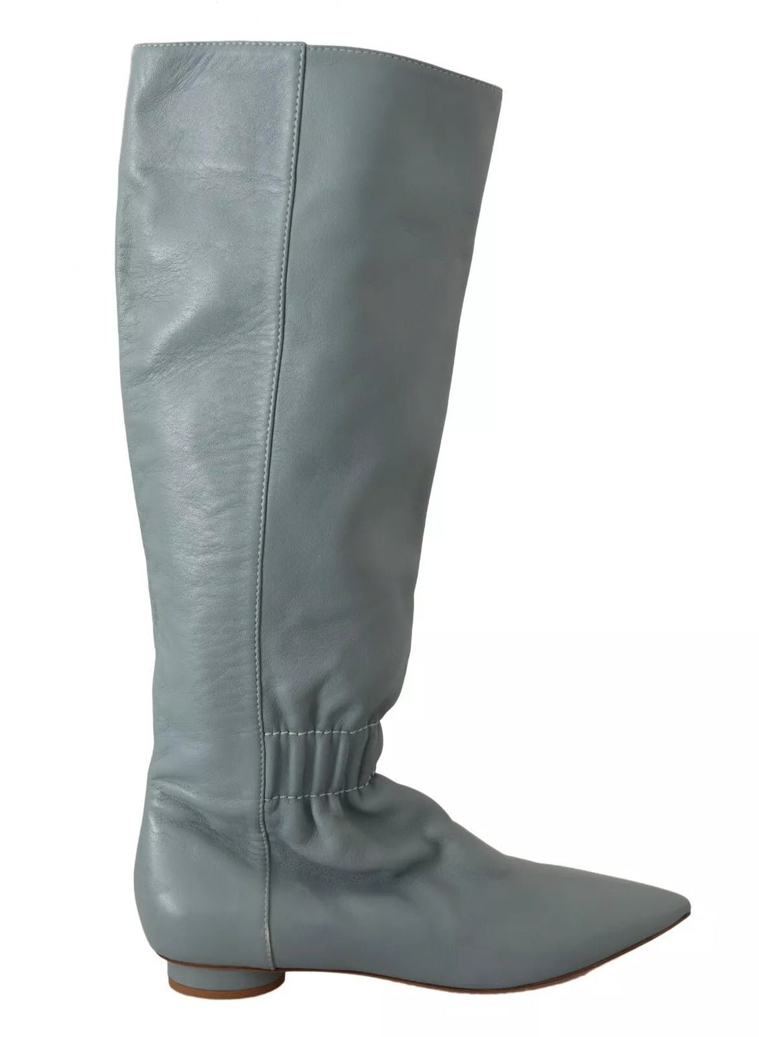 Red Valentino Blue Leather Elastic Flats Pull On Knee High Boots Shoes - RIMODA