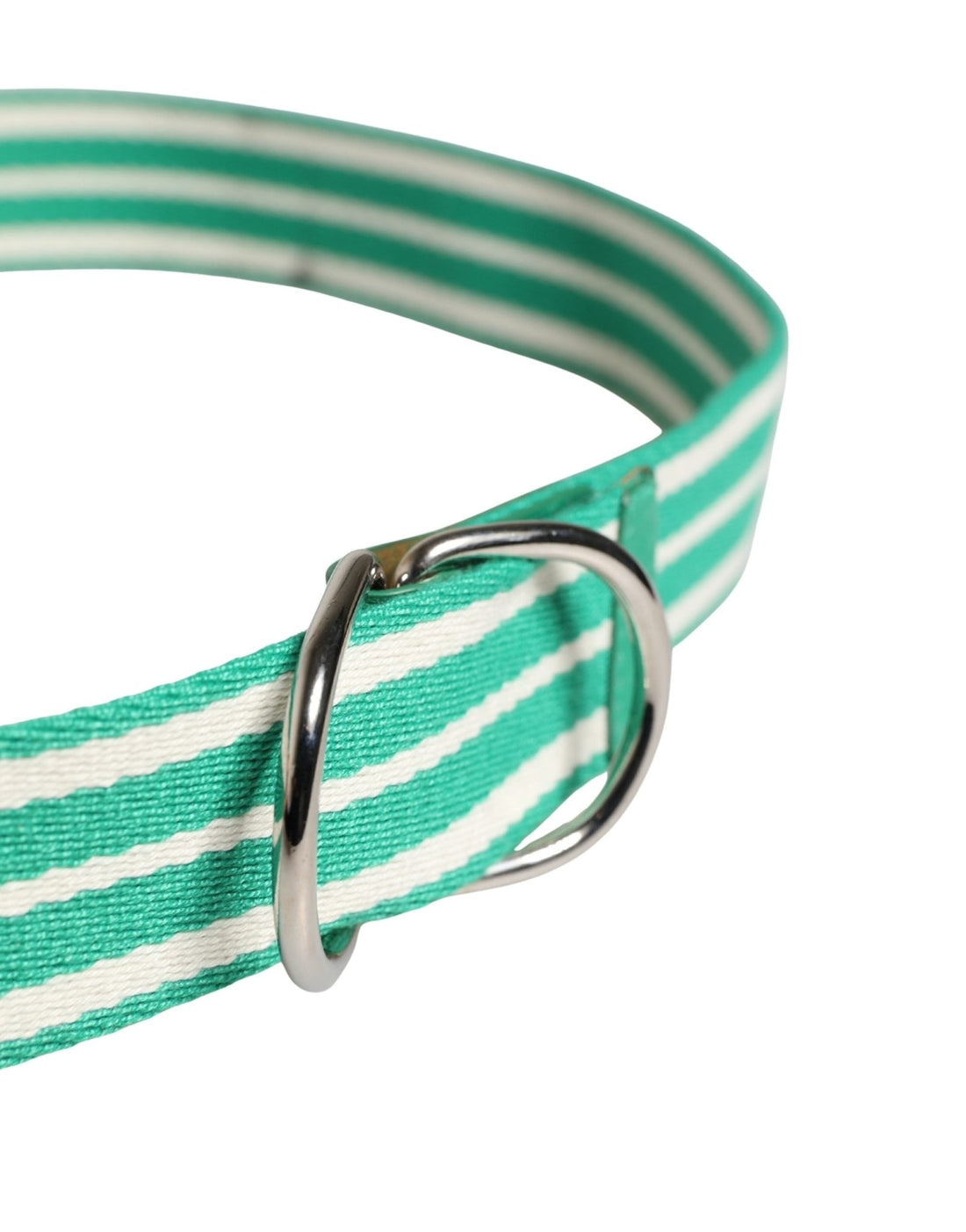 Red Valentino White Green Stripes Canvas Silver Metal Buckle Belt - RIMODA