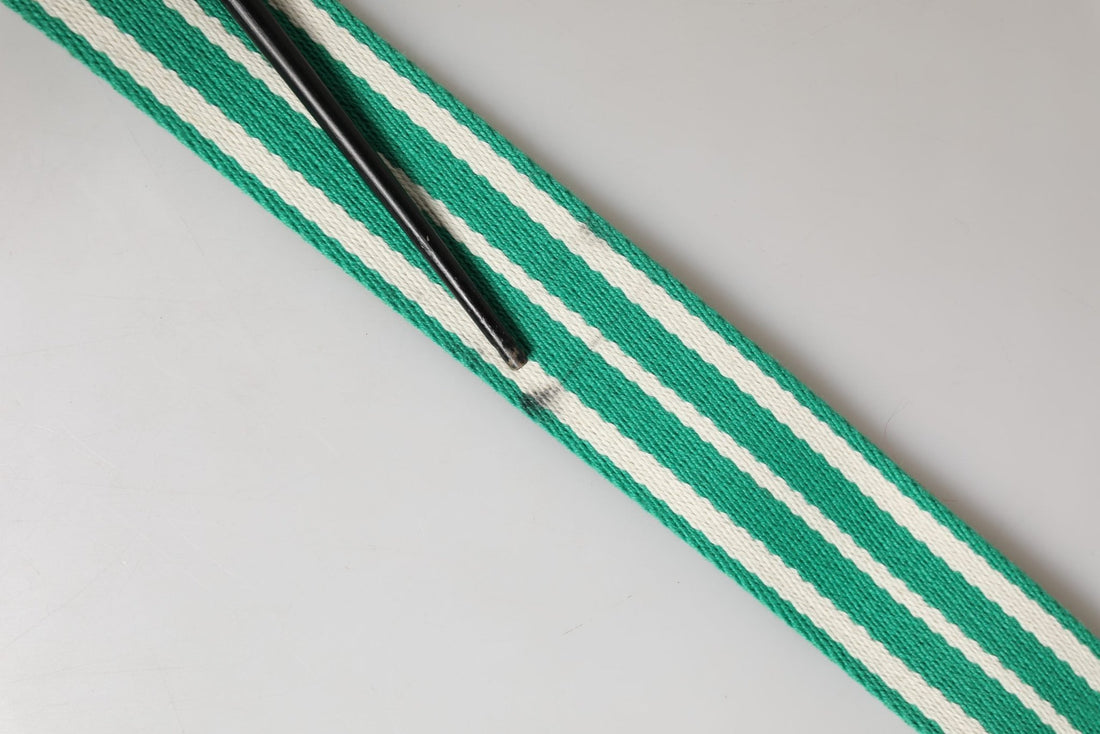 Red Valentino White Green Stripes Canvas Silver Metal Buckle Belt - RIMODA