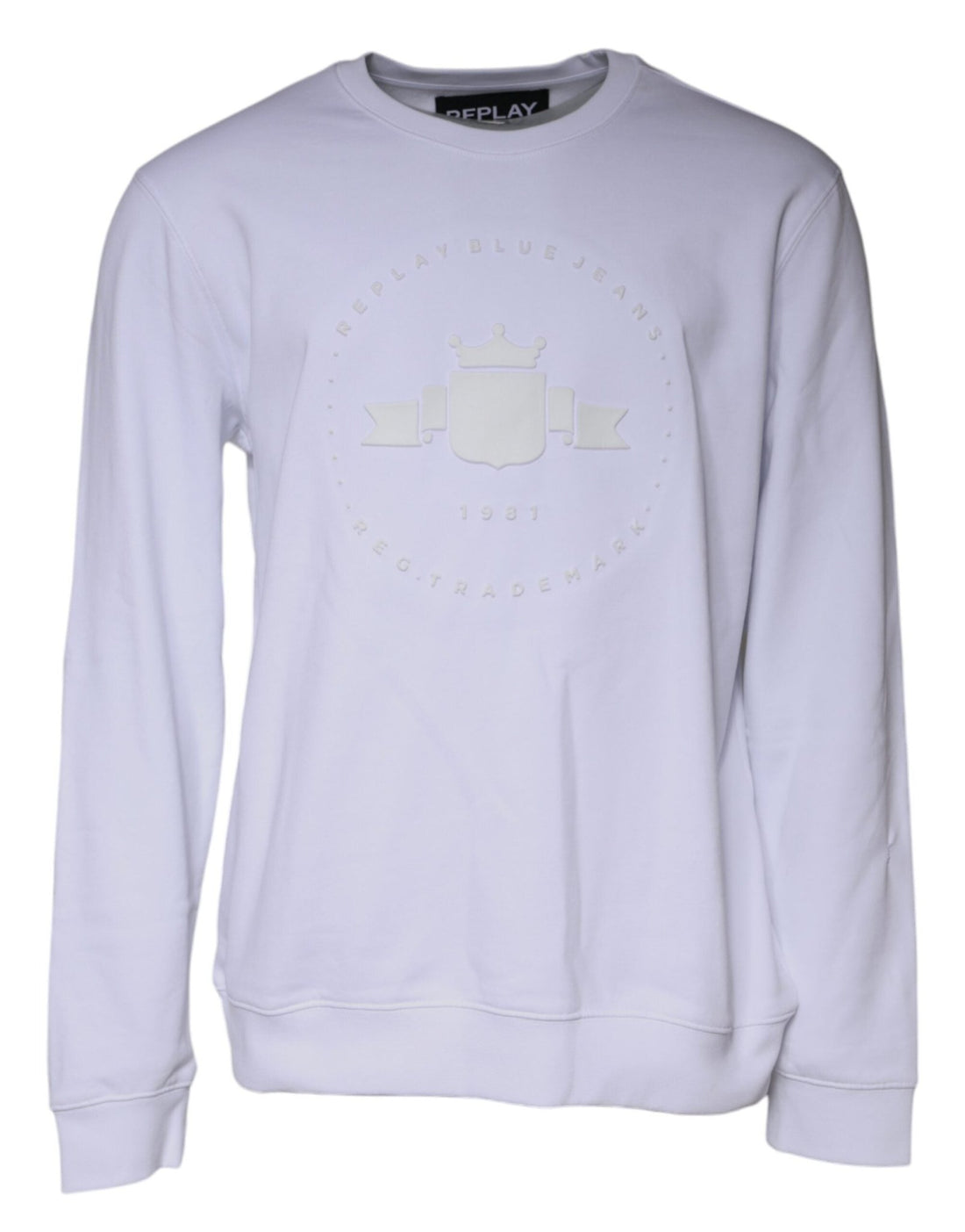 Replay White Embossed Logo Crew Neck Men Sweatshirt Sweater - RIMODA