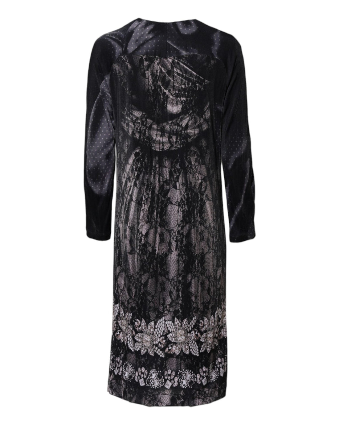 Roberto Cavalli Black Floral Viscose Sheath Midi Dress - RIMODA