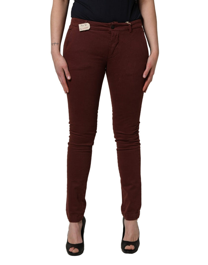 Roy Roger's Maroon Mid Waisted Slim Fit Denim Trouser Jeans - RIMODA