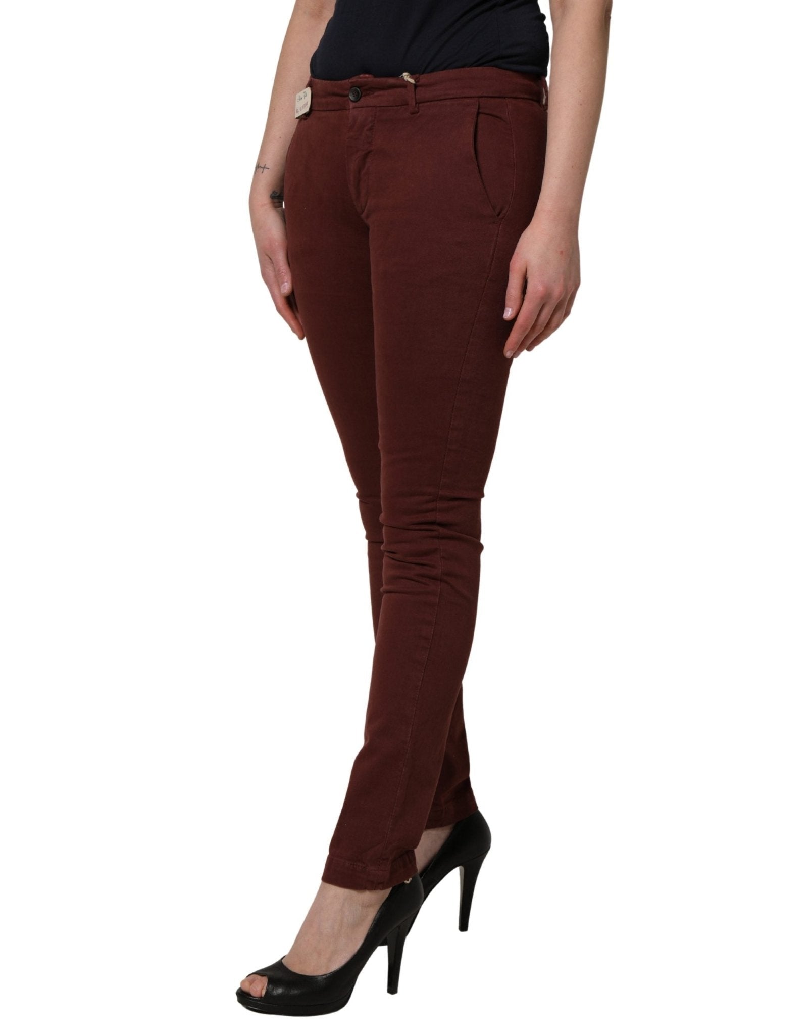 Roy Roger's Maroon Mid Waisted Slim Fit Denim Trouser Jeans - RIMODA