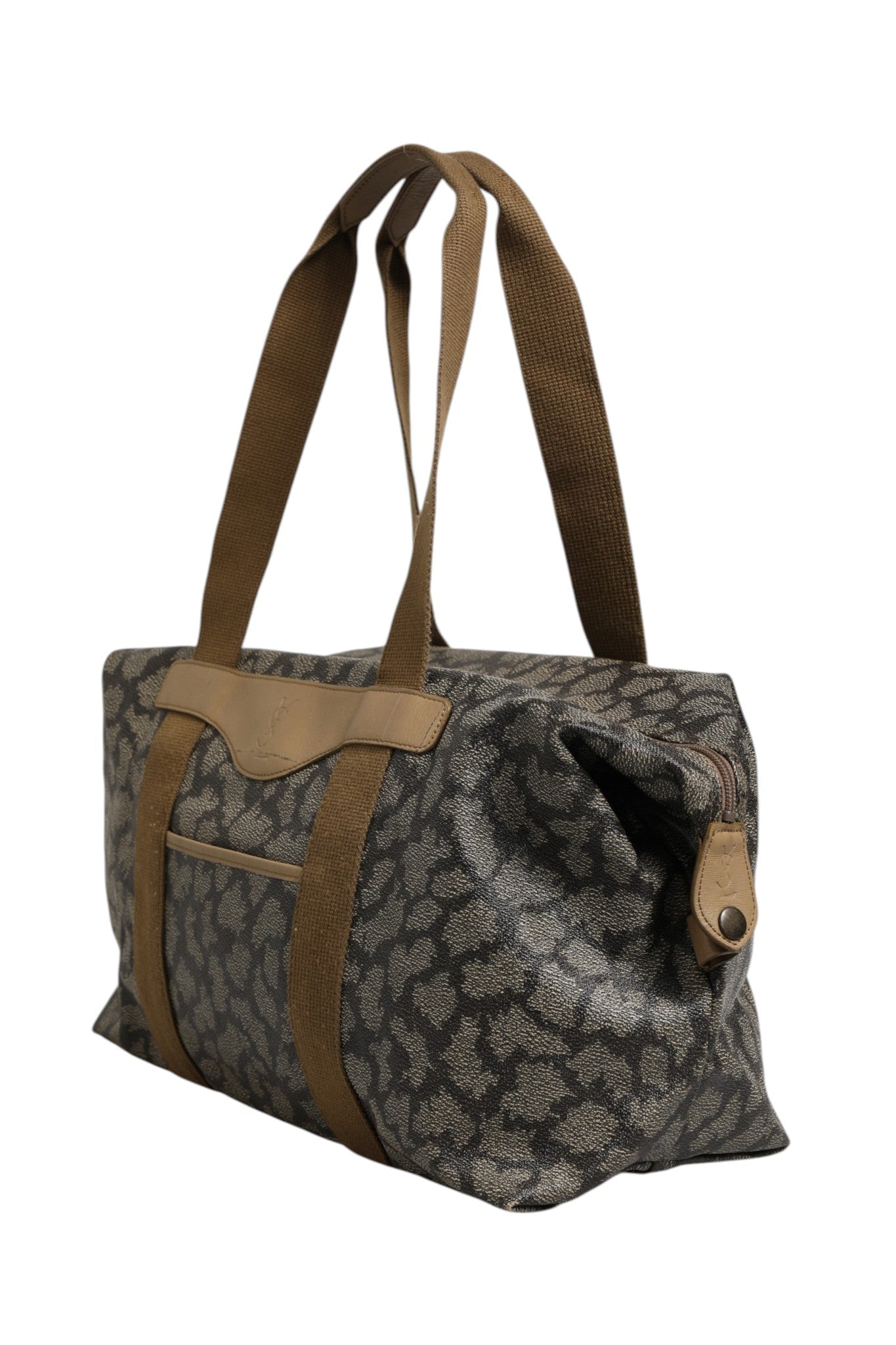 Saint Laurent Green and Brown Pattern Canvas Duffel Bag - RIMODA