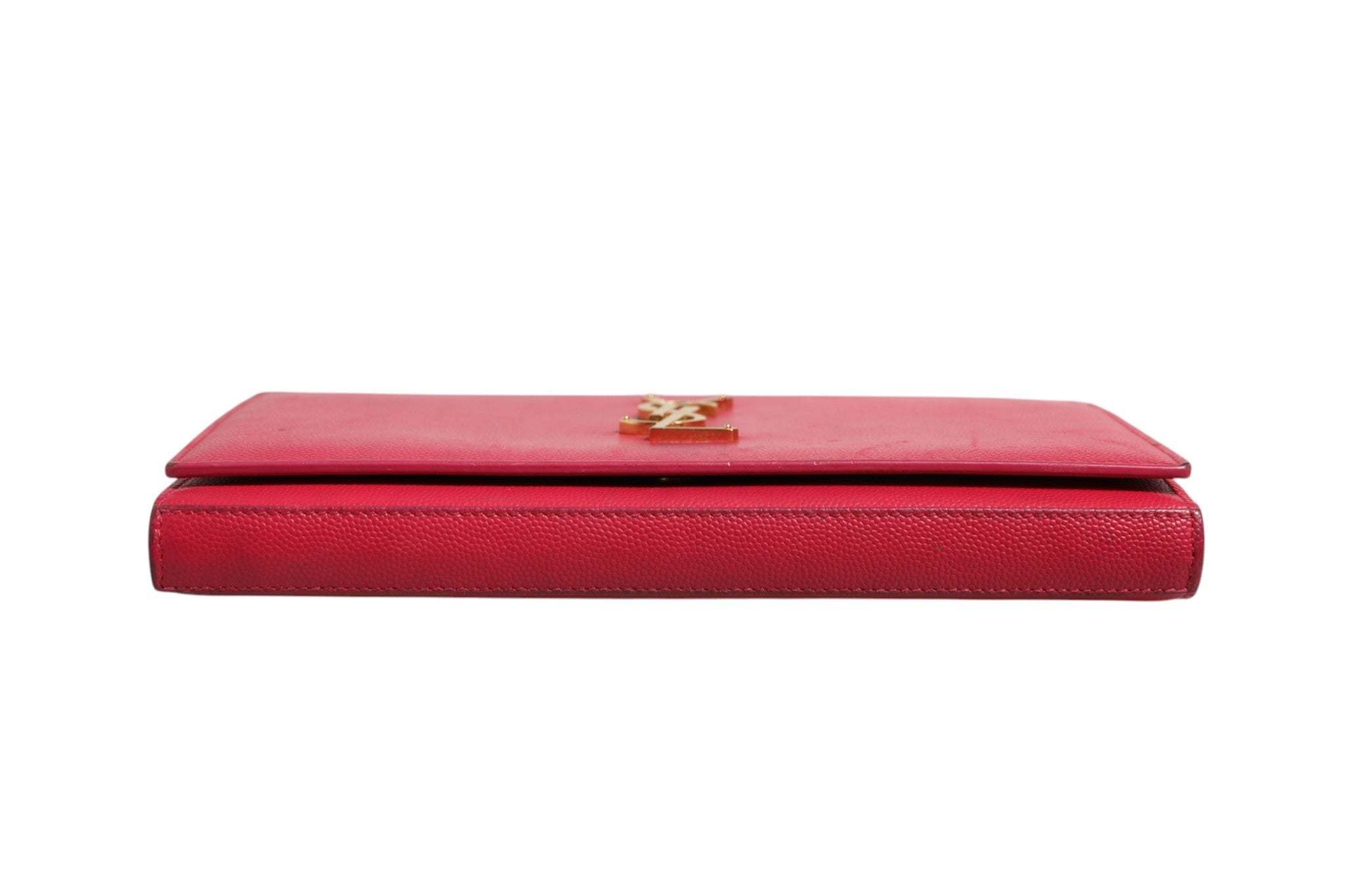 Saint Laurent Red Leather Monogram Wallet on Chain - RIMODA