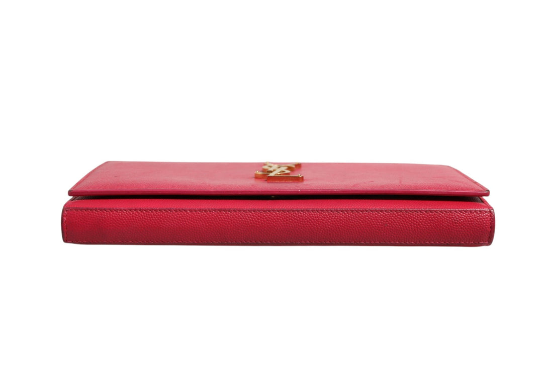 Saint Laurent Red Leather Monogram Wallet on Chain - RIMODA