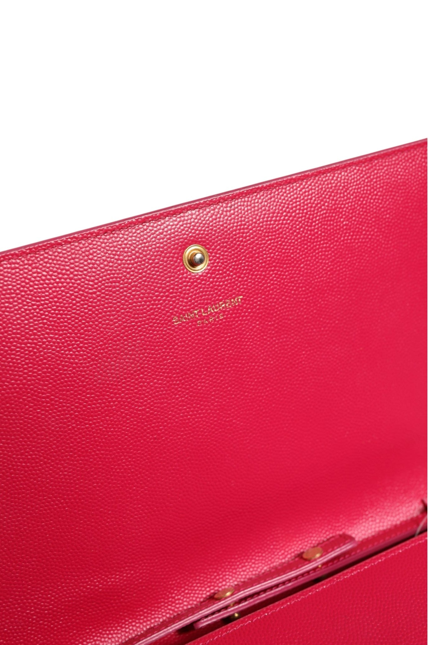 Saint Laurent Red Leather Monogram Wallet on Chain - RIMODA