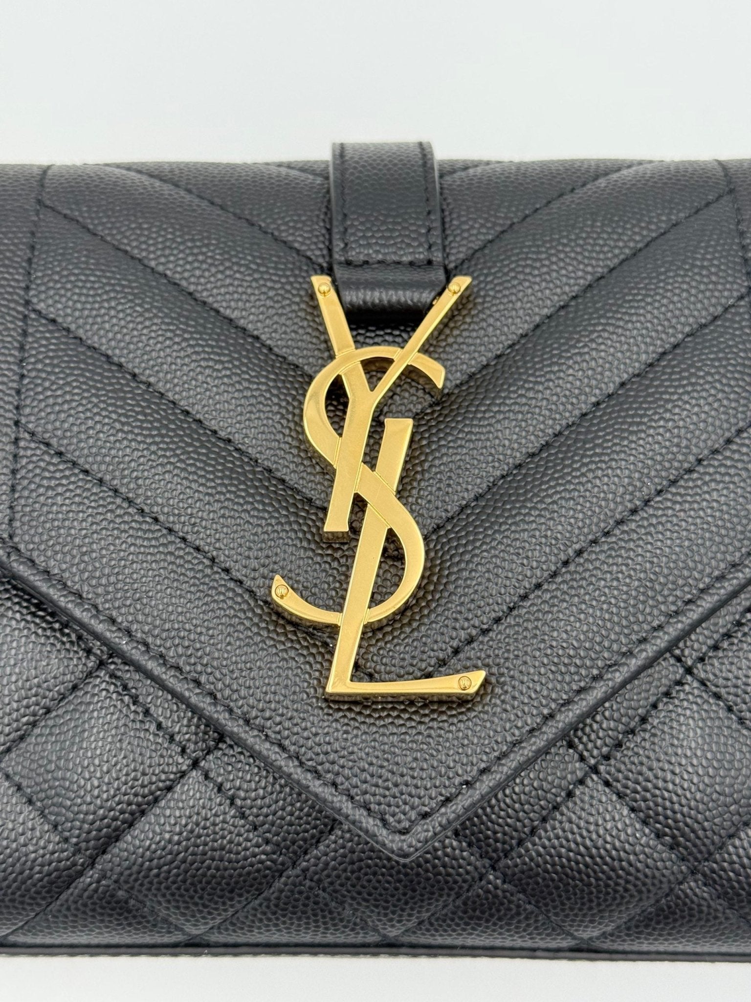 Saint Laurent SAINT LAURENT ENVELOPE SMALL in Black Grained Leather Handbag - RIMODA