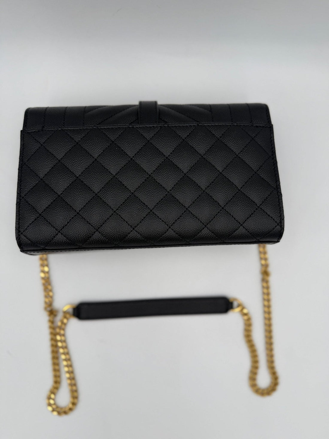 Saint Laurent SAINT LAURENT ENVELOPE SMALL in Black Grained Leather Handbag - RIMODA