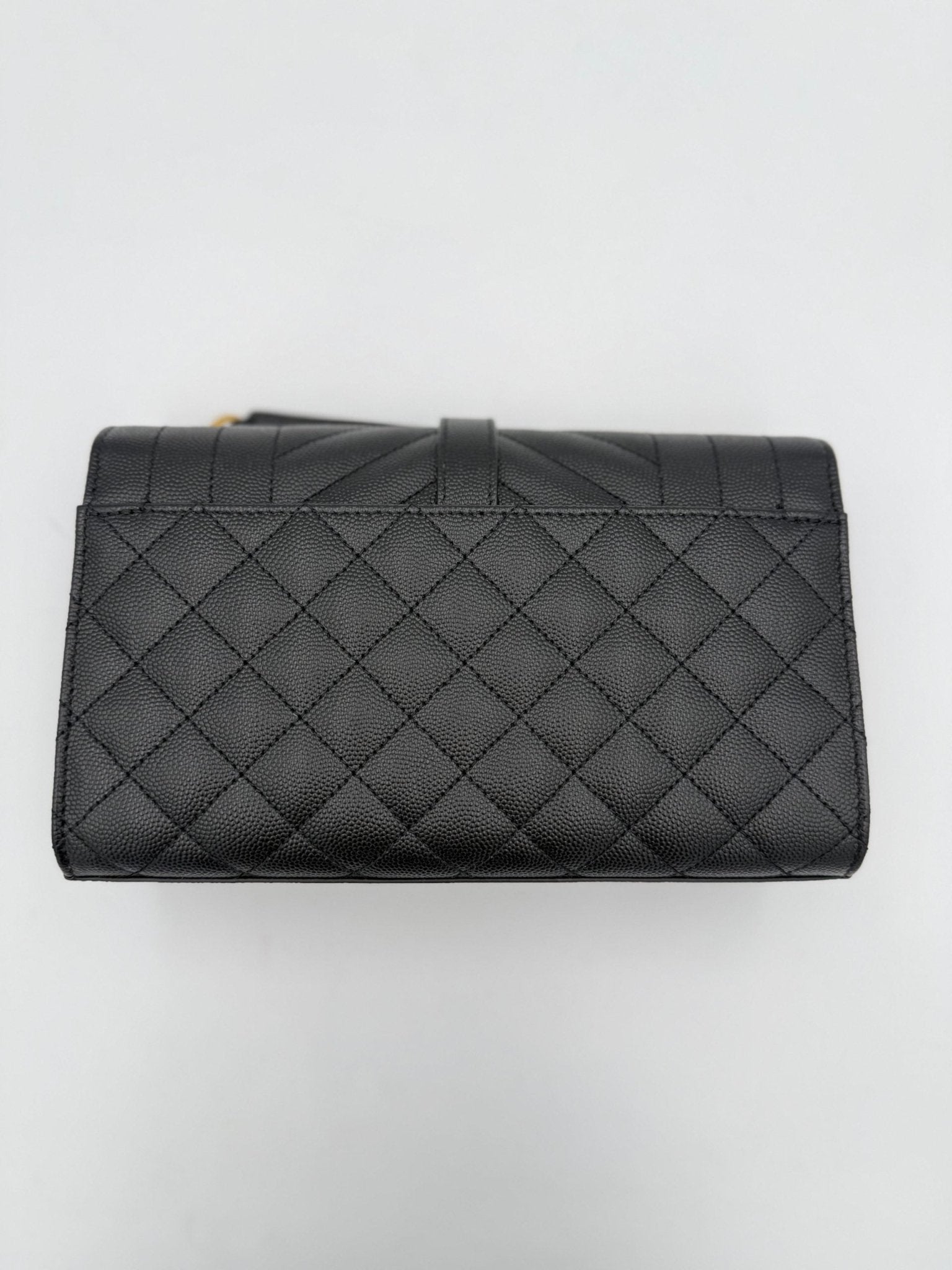 Saint Laurent SAINT LAURENT ENVELOPE SMALL in Black Grained Leather Handbag - RIMODA