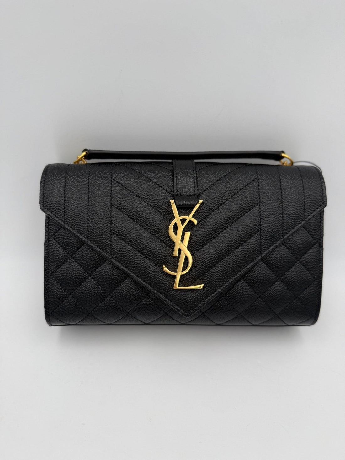 Saint Laurent SAINT LAURENT ENVELOPE SMALL in Black Grained Leather Handbag - RIMODA