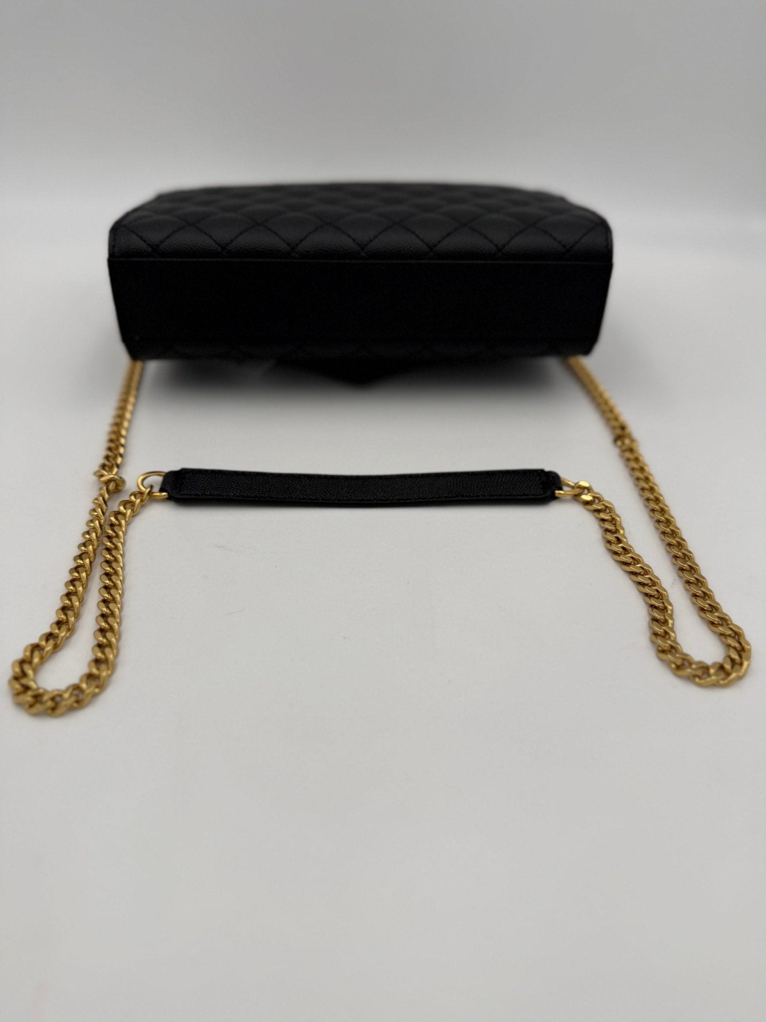 Saint Laurent SAINT LAURENT ENVELOPE SMALL in Black Grained Leather Handbag - RIMODA