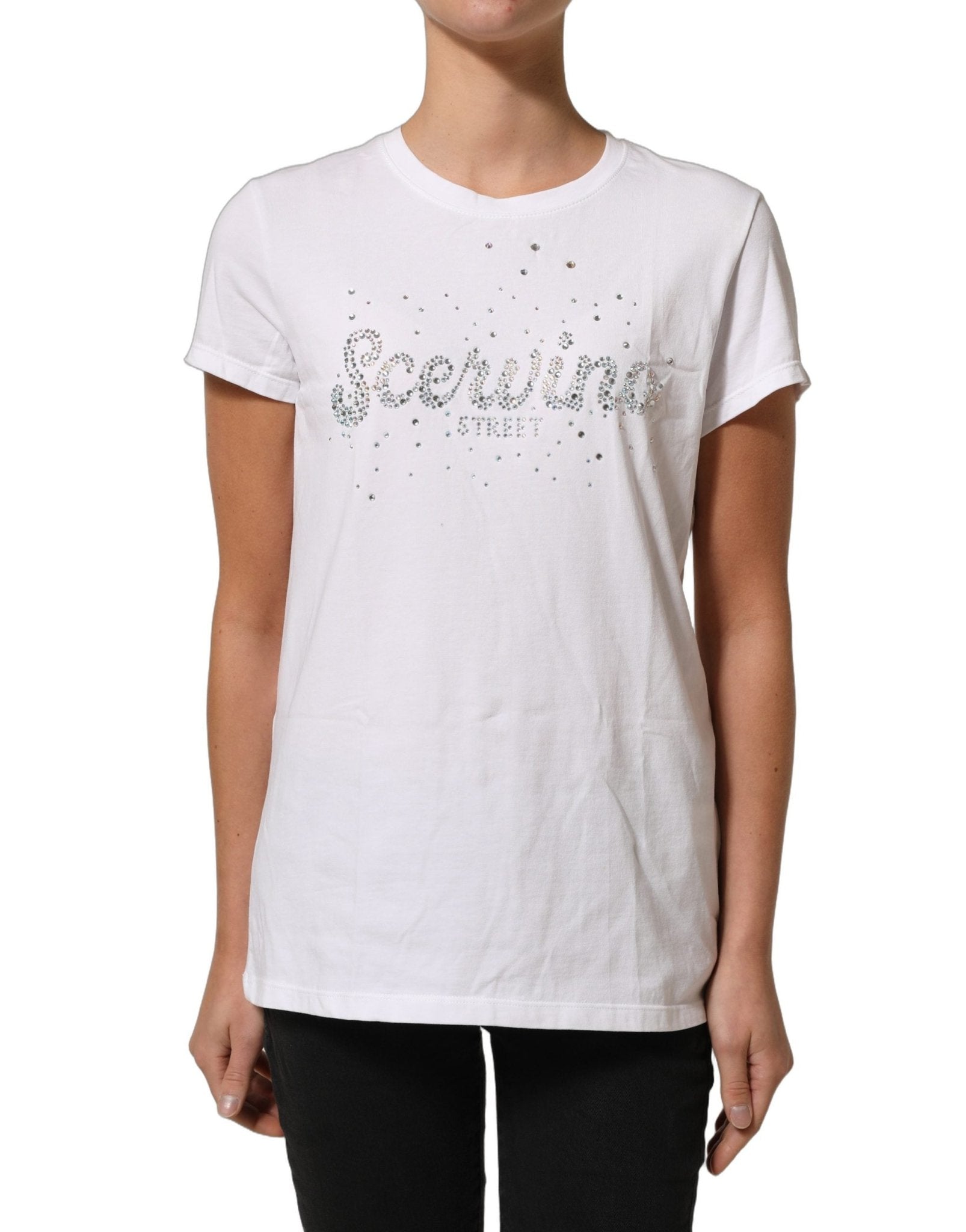 Scervino Street White Crew Neck Short Sleeves Embellished T-shirt - RIMODA