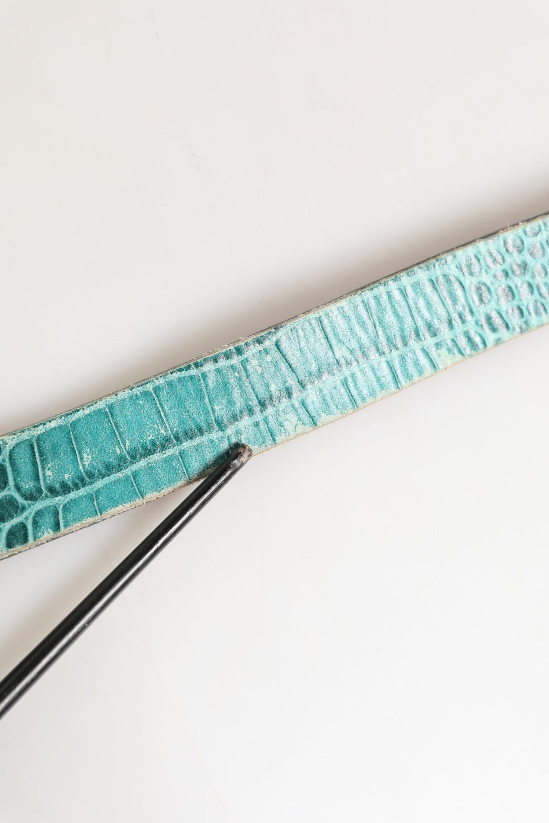 Scervino Street Women Green Leather Croco Print Studded Belt - RIMODA