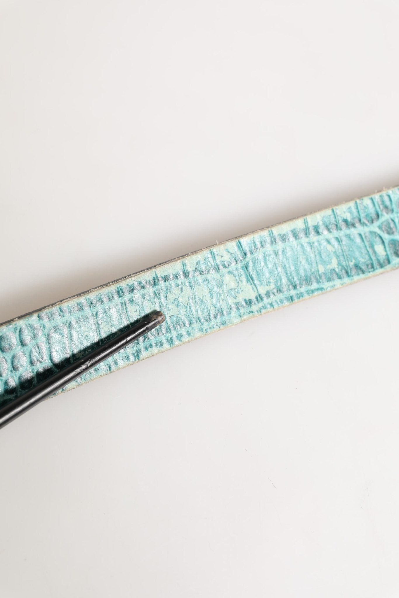 Scervino Street Women Green Leather Croco Print Studded Belt - RIMODA
