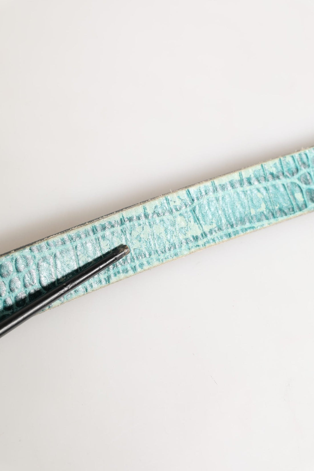 Scervino Street Women Green Leather Croco Print Studded Belt - RIMODA