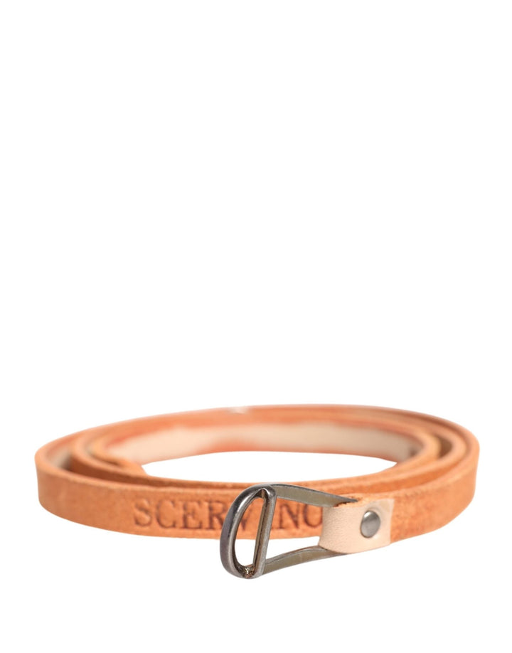 Scervino Street Women Orange Silver Metal Buckle Skinny Belt - RIMODA
