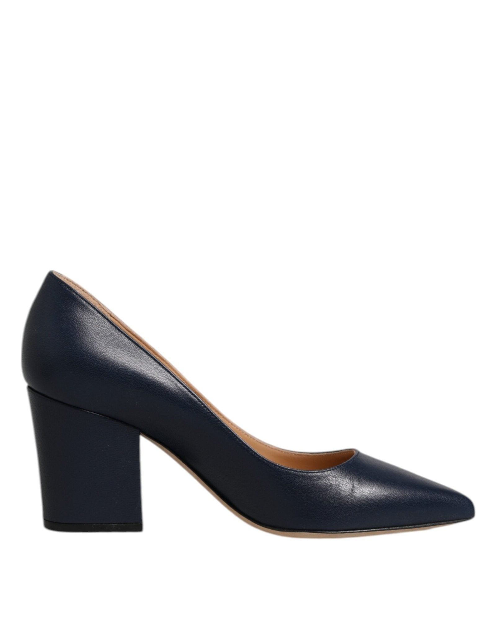 Sergio Rossi Blue Leather Pointed Toe Block Heels Shoes - RIMODA