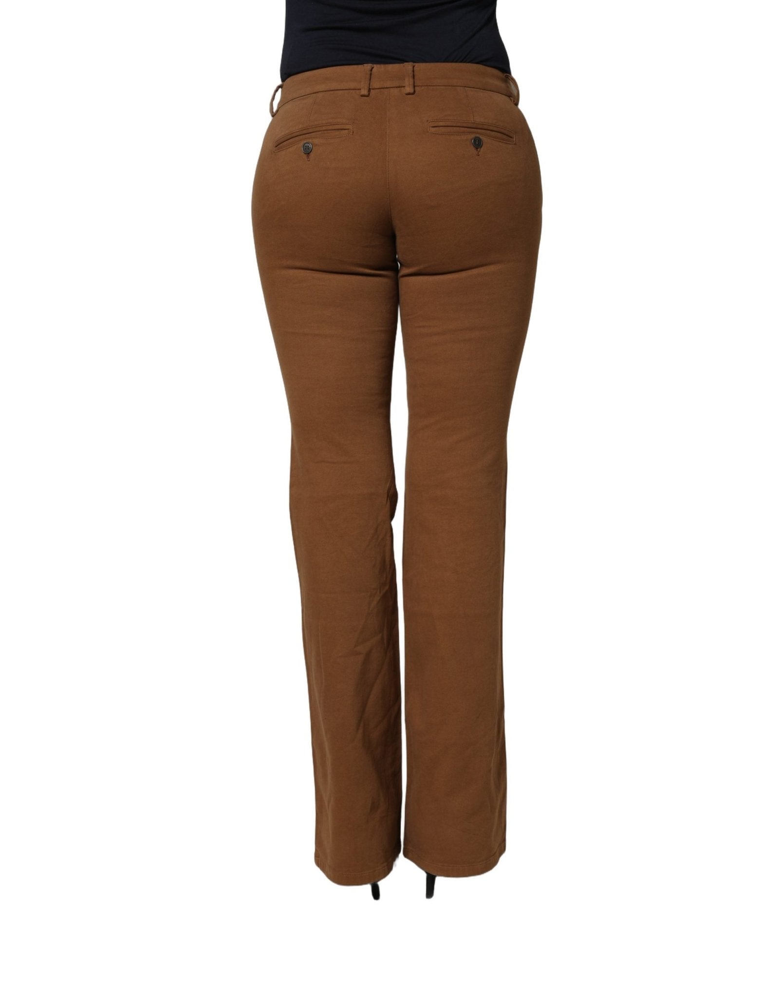 Siviglia Brown Low Waist Cotton Women Bootcut Trousers Pants - RIMODA