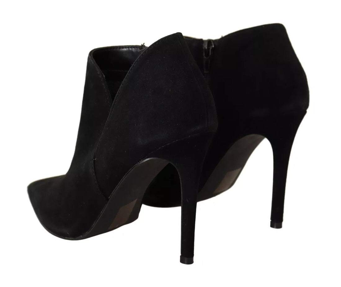 Steve Madden Black Suede Leather Stiletto Heels Boots Shoes - RIMODA