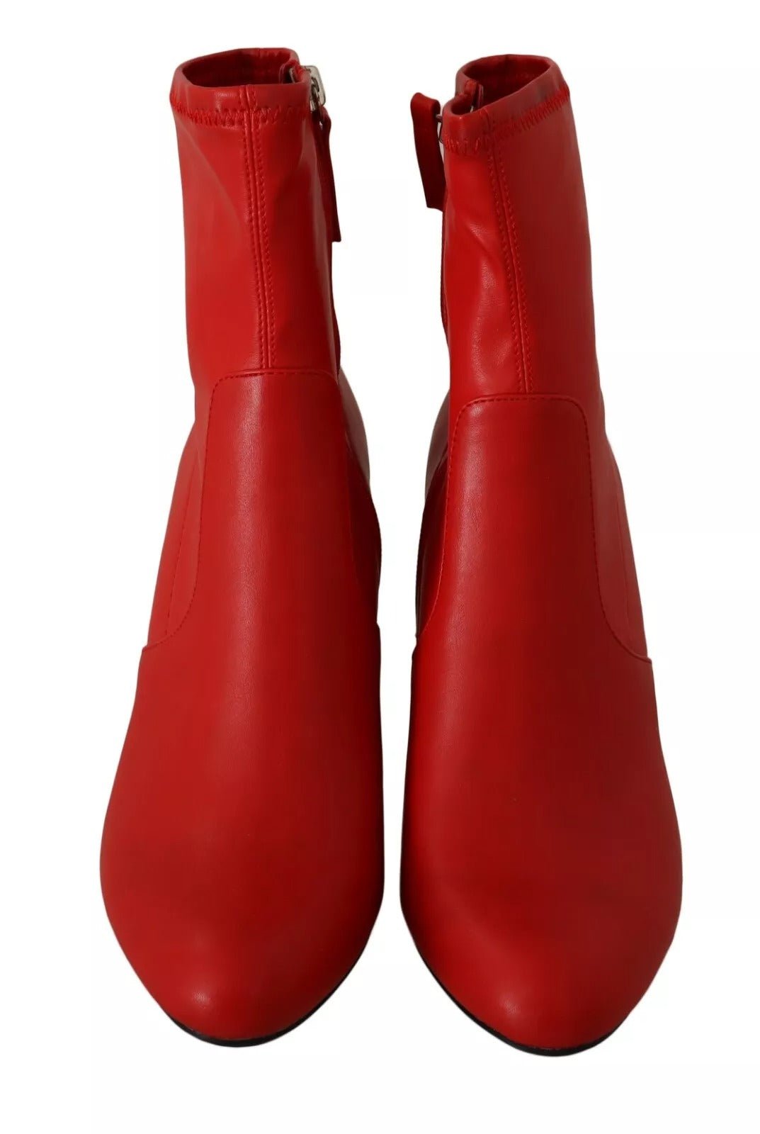 Steve Madden Red Leather Block Heels Ankle Boots Shoes - RIMODA