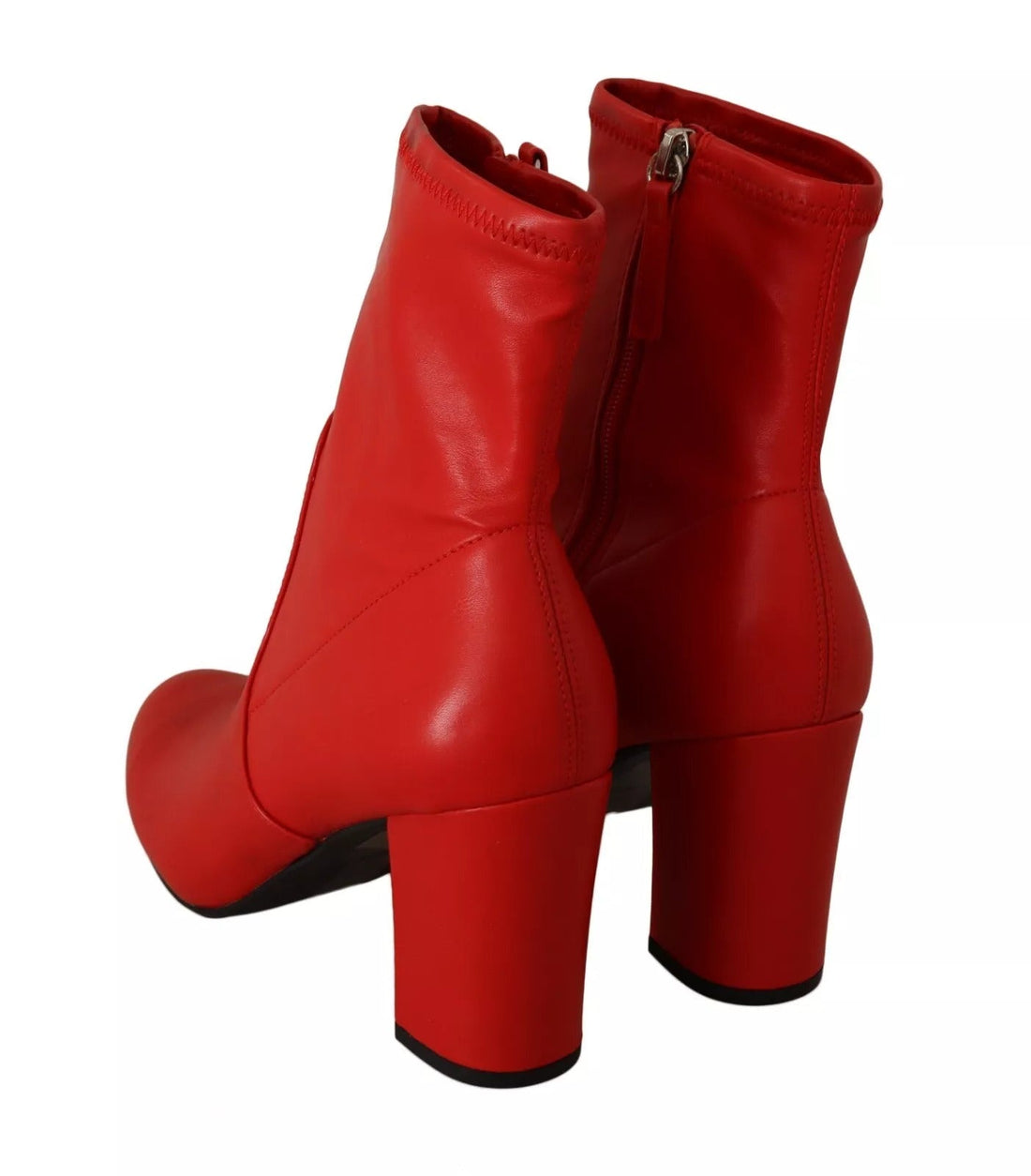 Steve Madden Red Leather Block Heels Ankle Boots Shoes - RIMODA