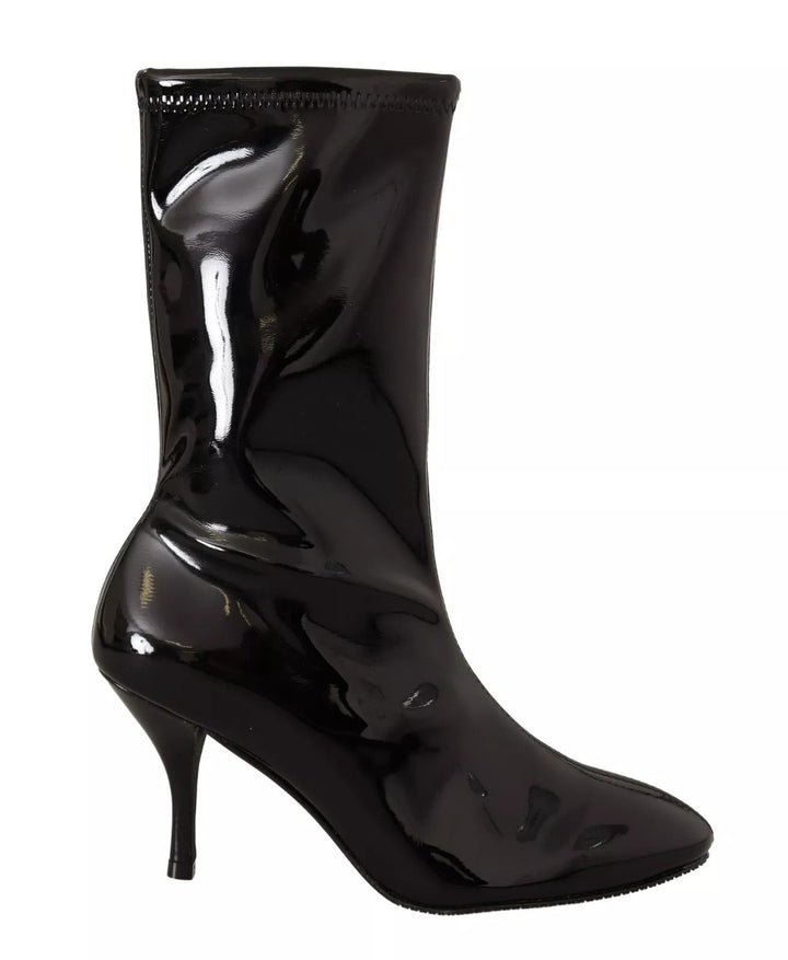 Stuart Weitzman Black Patent Leather High Heels Boots Shoes - RIMODA