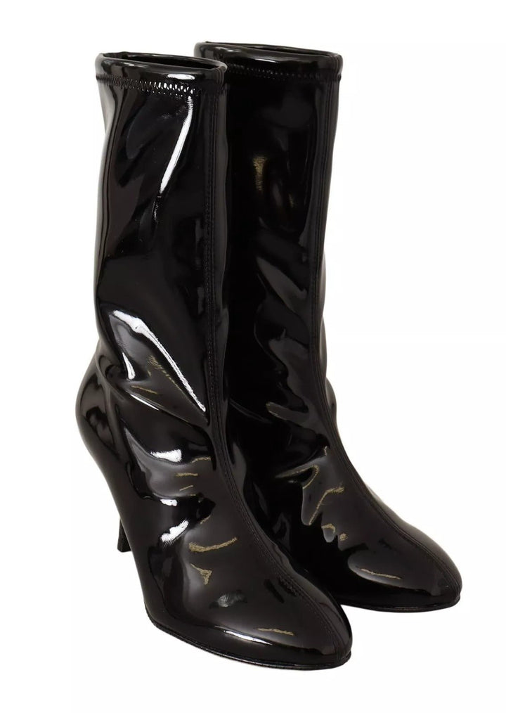 Stuart Weitzman Black Patent Leather High Heels Boots Shoes - RIMODA