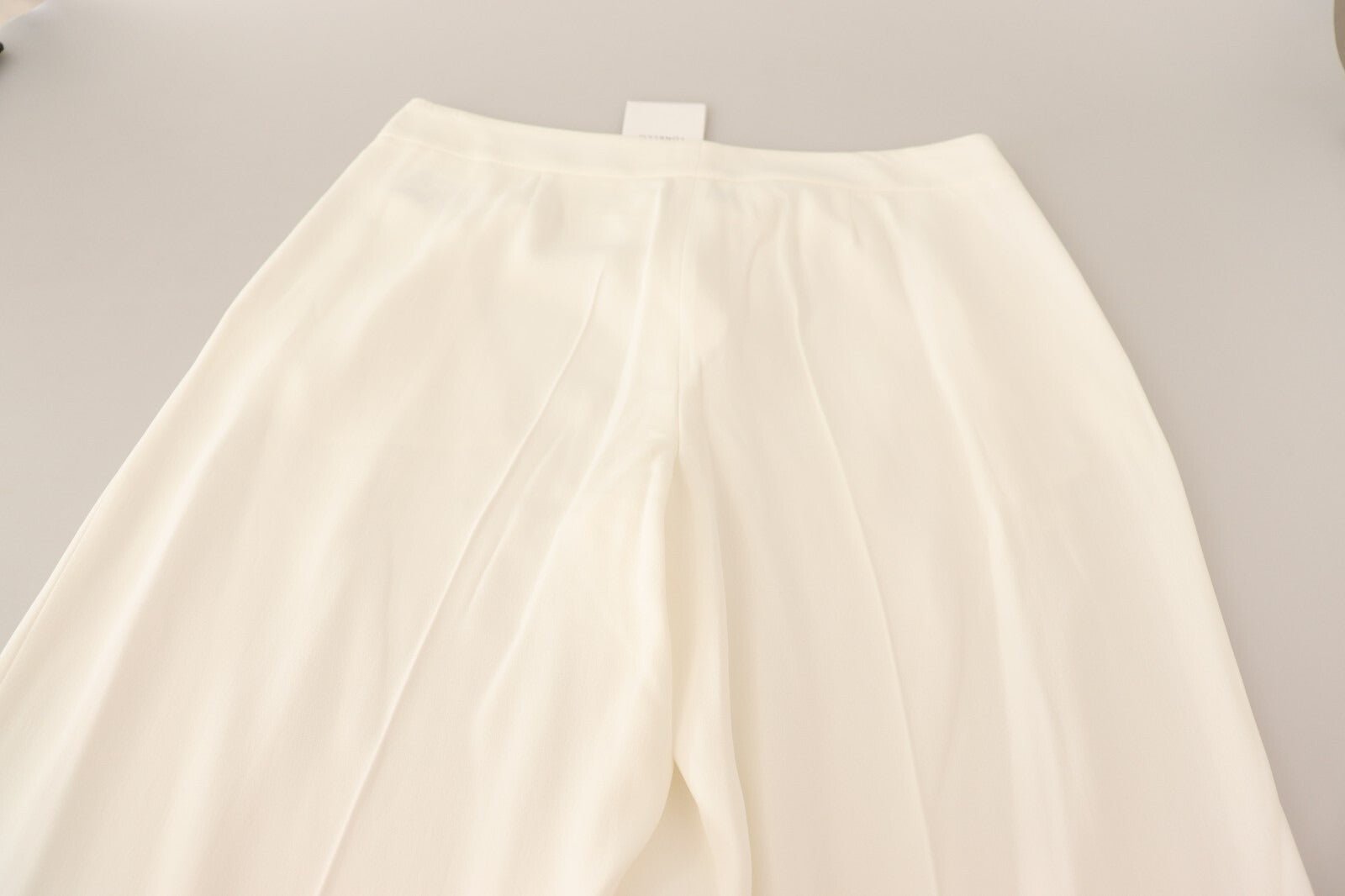 Tonello White High Waist Pleated Straight Formal Trouser Pants - RIMODA