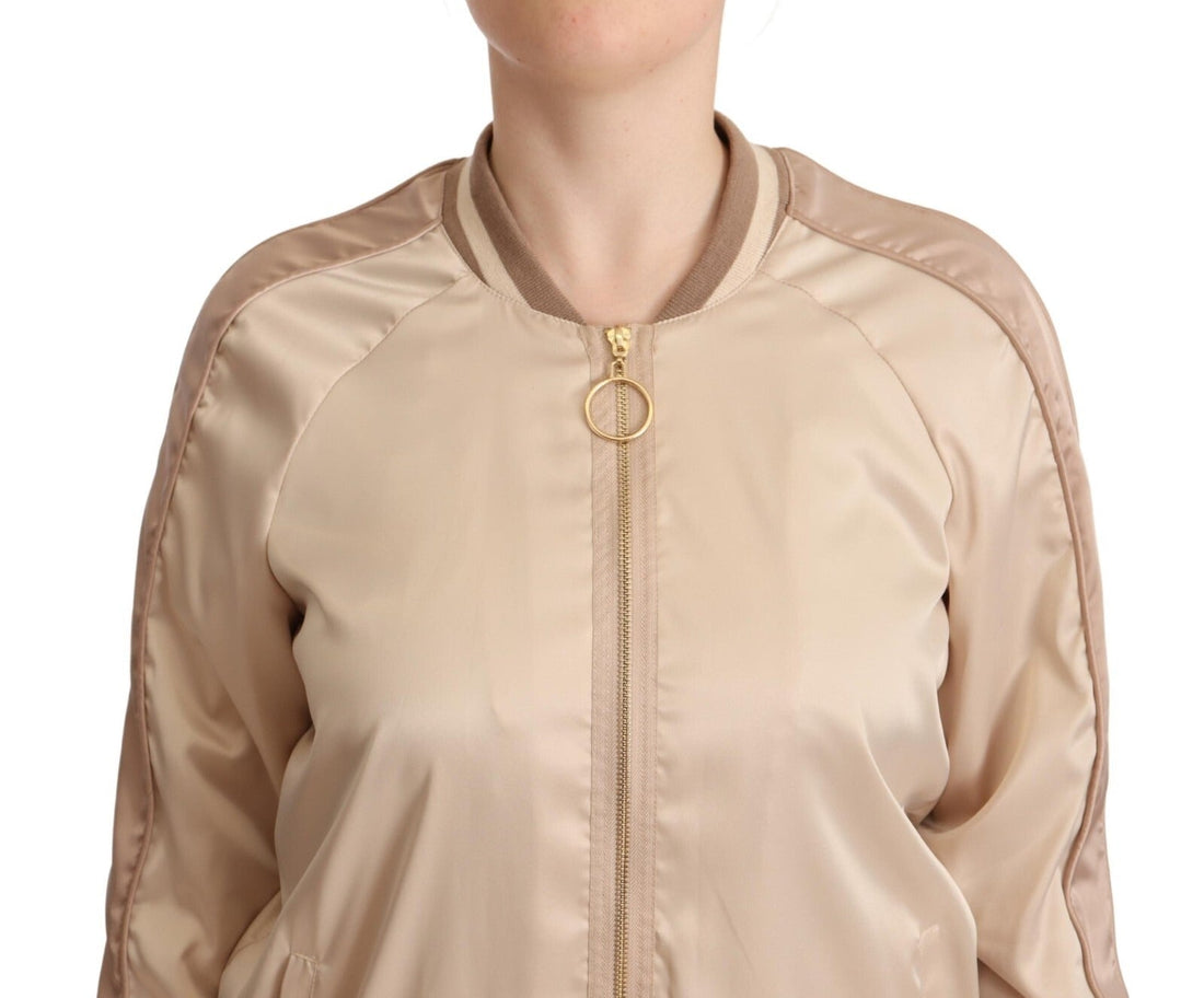 Twinset Bomber Full Zip Beige Long Sleeves Polyester Jacket - RIMODA