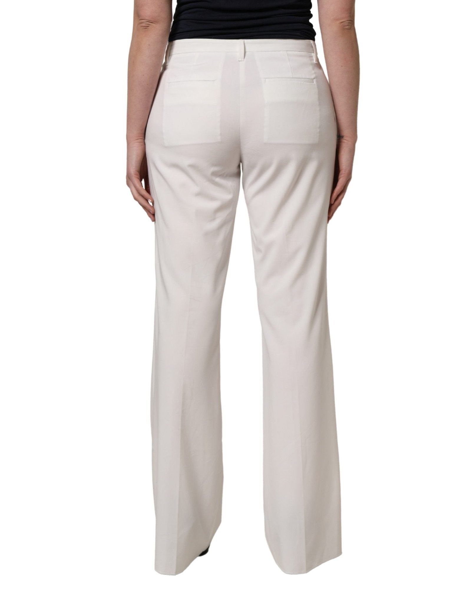 Twinset White Mid Waisted Wide Leg Chino Women Trouser Pants - RIMODA