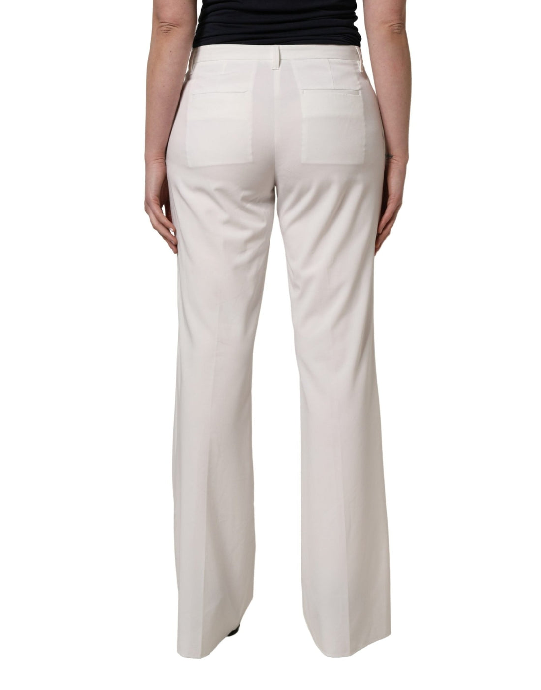 Twinset White Mid Waisted Wide Leg Chino Women Trouser Pants - RIMODA