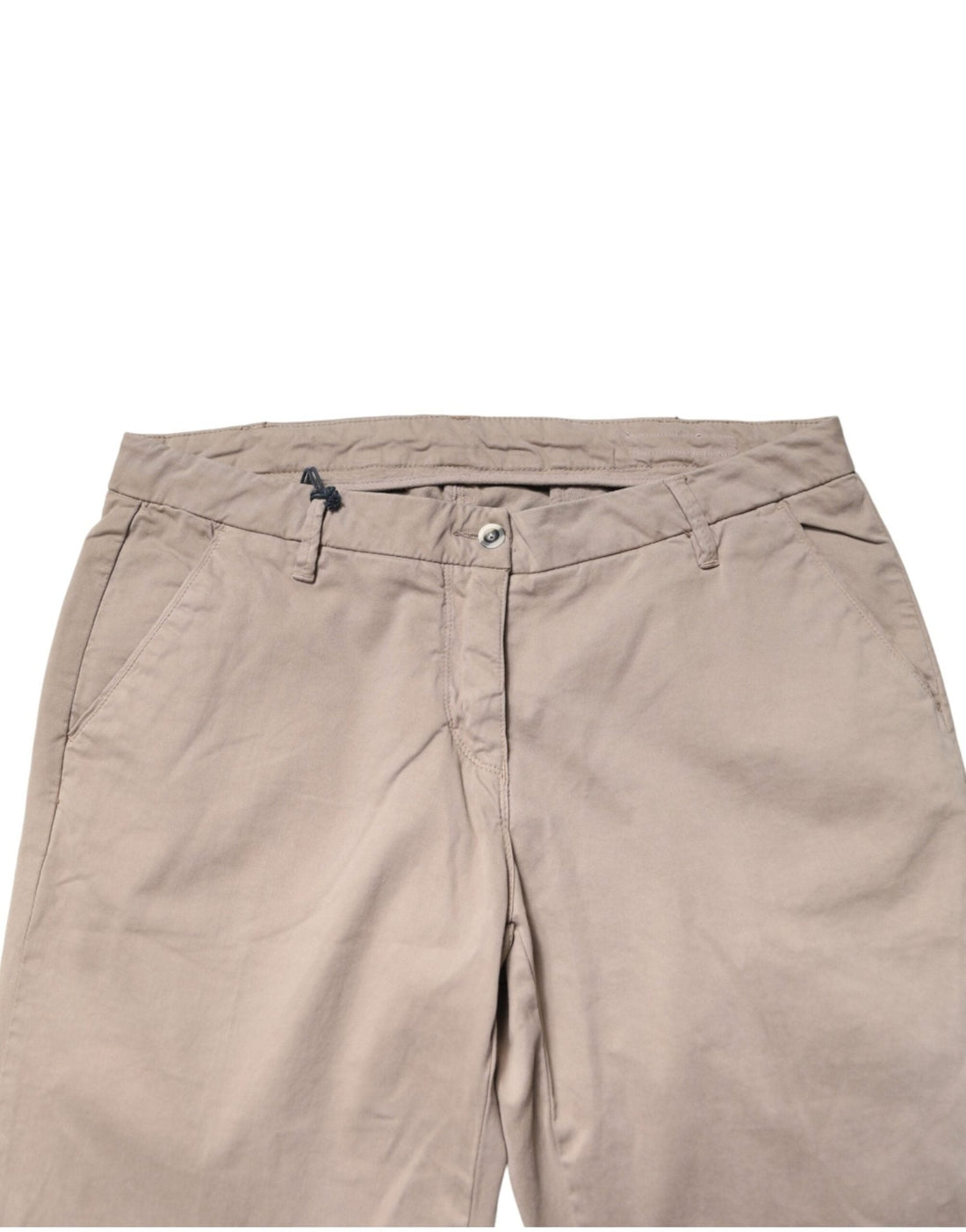 U.S. POLO ASSN. Beige Cotton Stretch Straight Mid Waist Trouser Pants - RIMODA