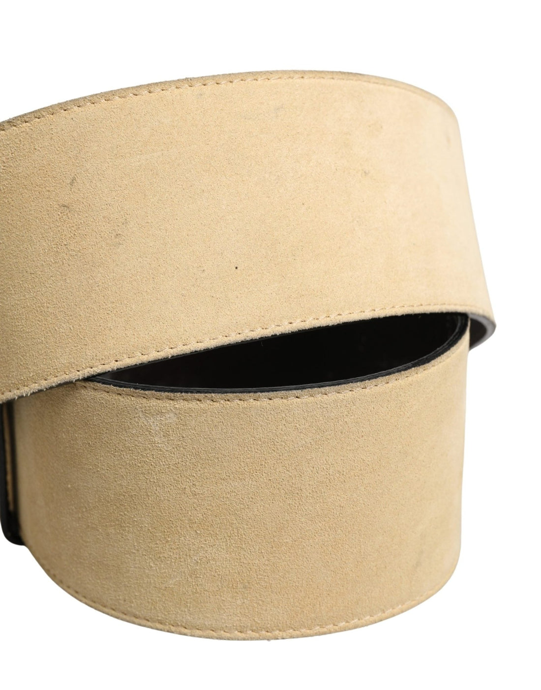 Versace Beige Suede Leather Silver Metal Buckle Belt - RIMODA