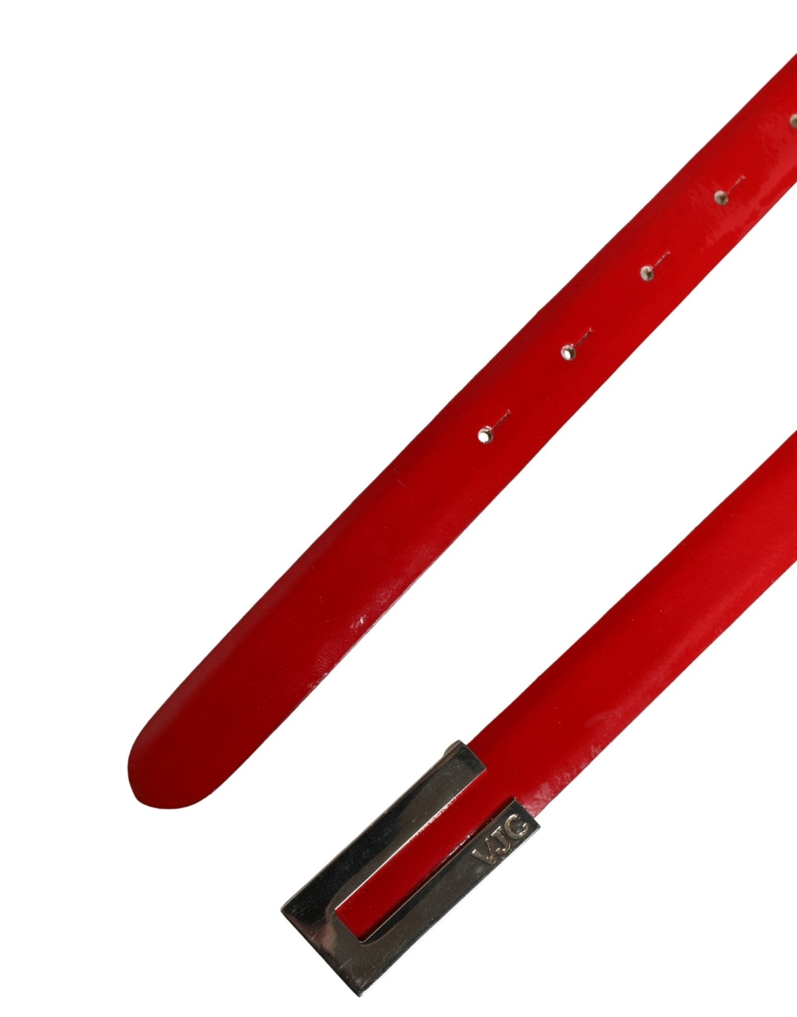 Versace Jeans Couture Red Glossy Leather Metal Buckle Belt - RIMODA