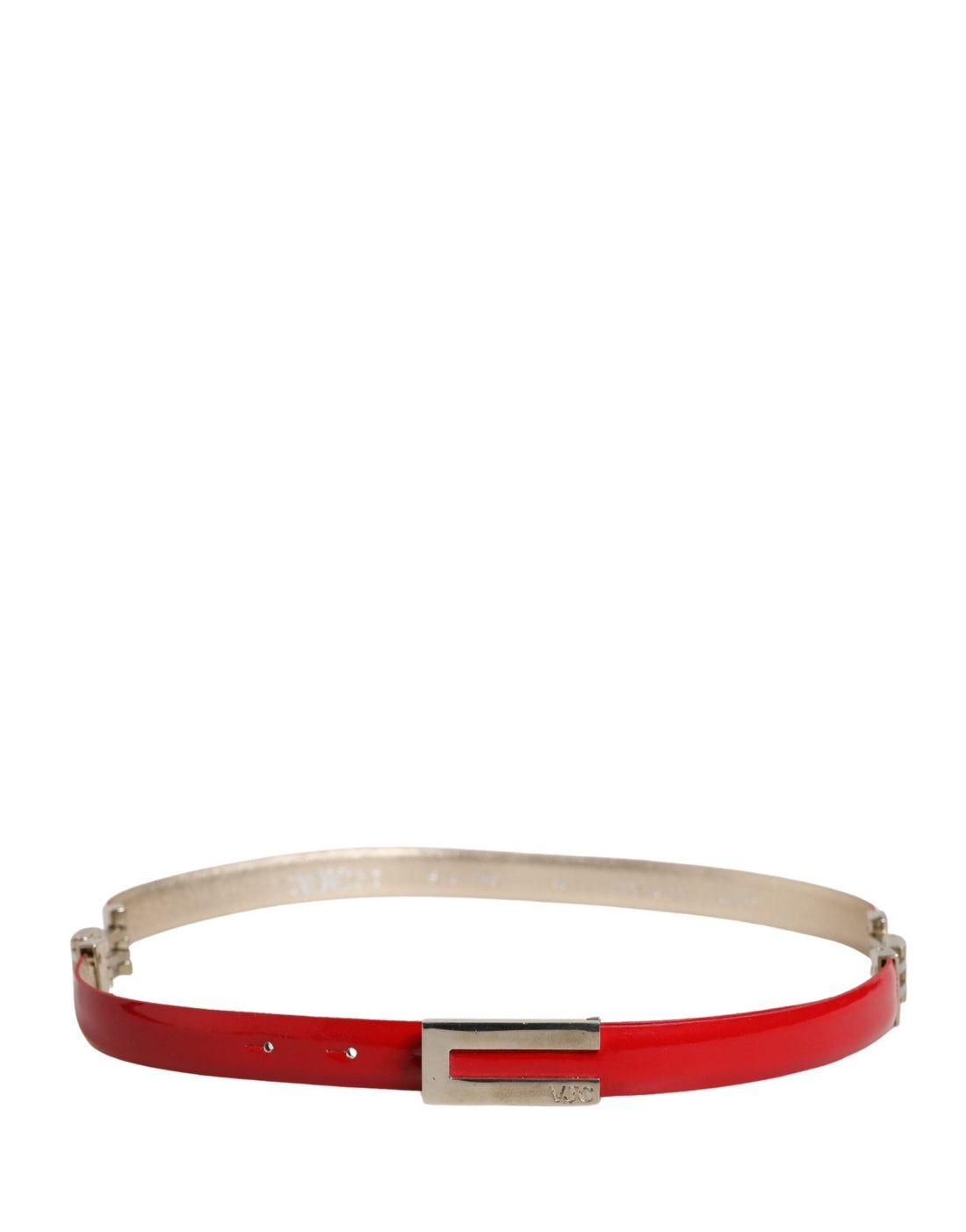 Versace Jeans Couture Red Glossy Leather Metal Buckle Belt - RIMODA