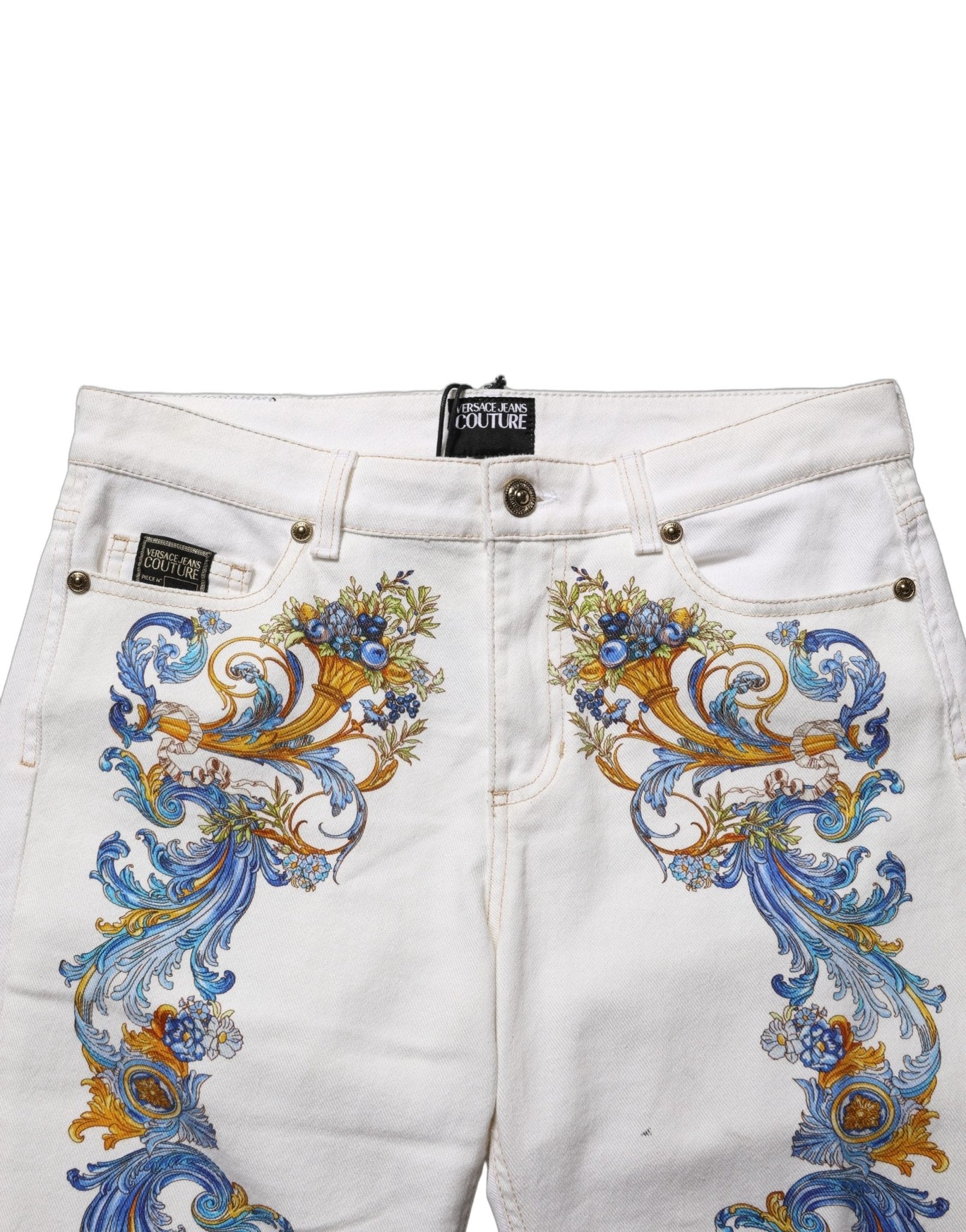 Versace Jeans Couture White Floral Print Skinny Denim Jeans - RIMODA