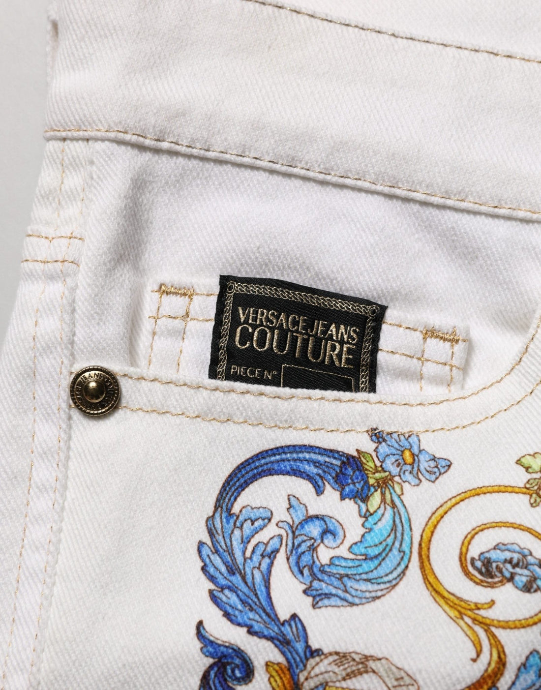 Versace Jeans Couture White Floral Print Skinny Denim Jeans - RIMODA