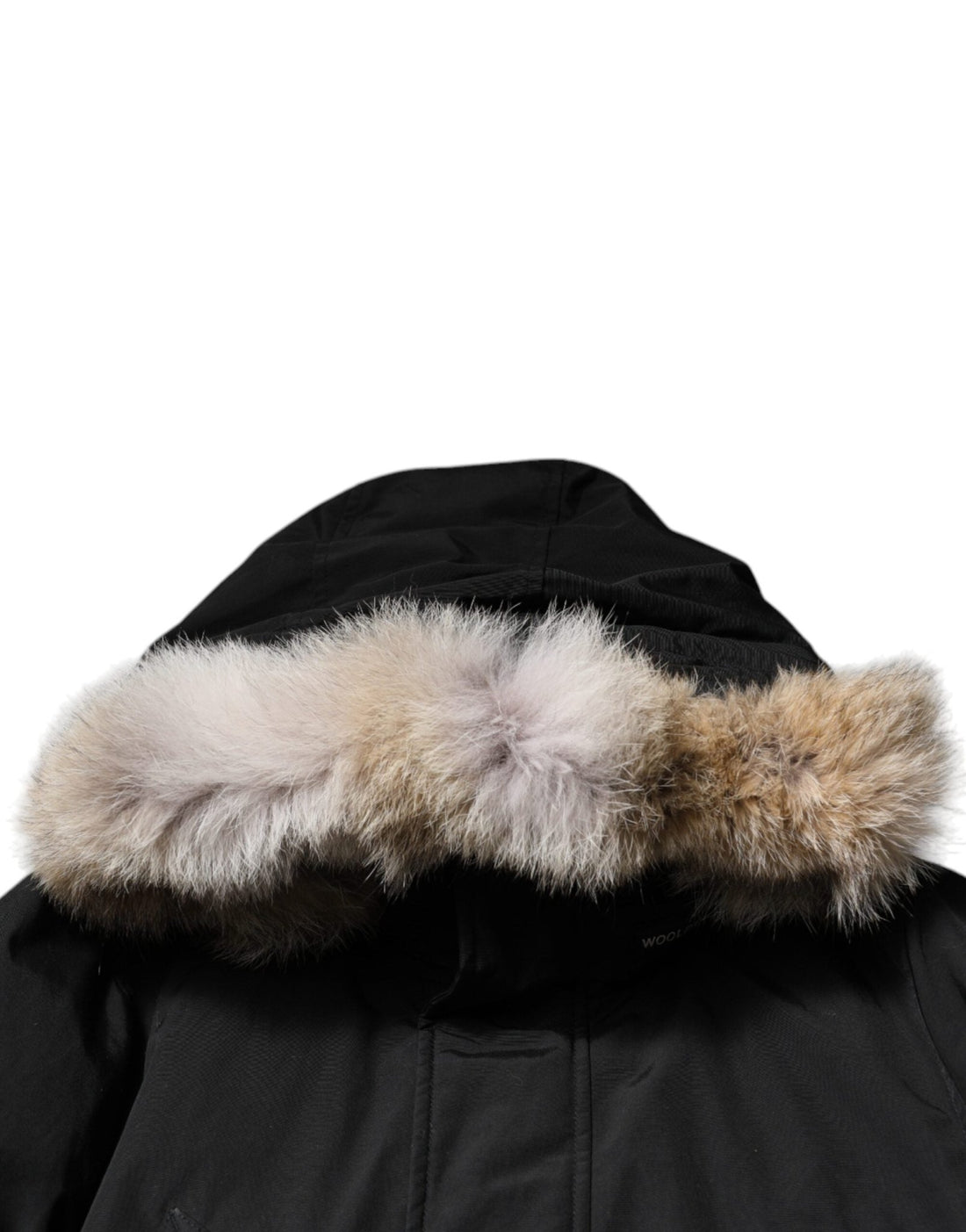 Woolrich Black Hooded Long Sleeves Fur Shearling Coat Jacket - RIMODA