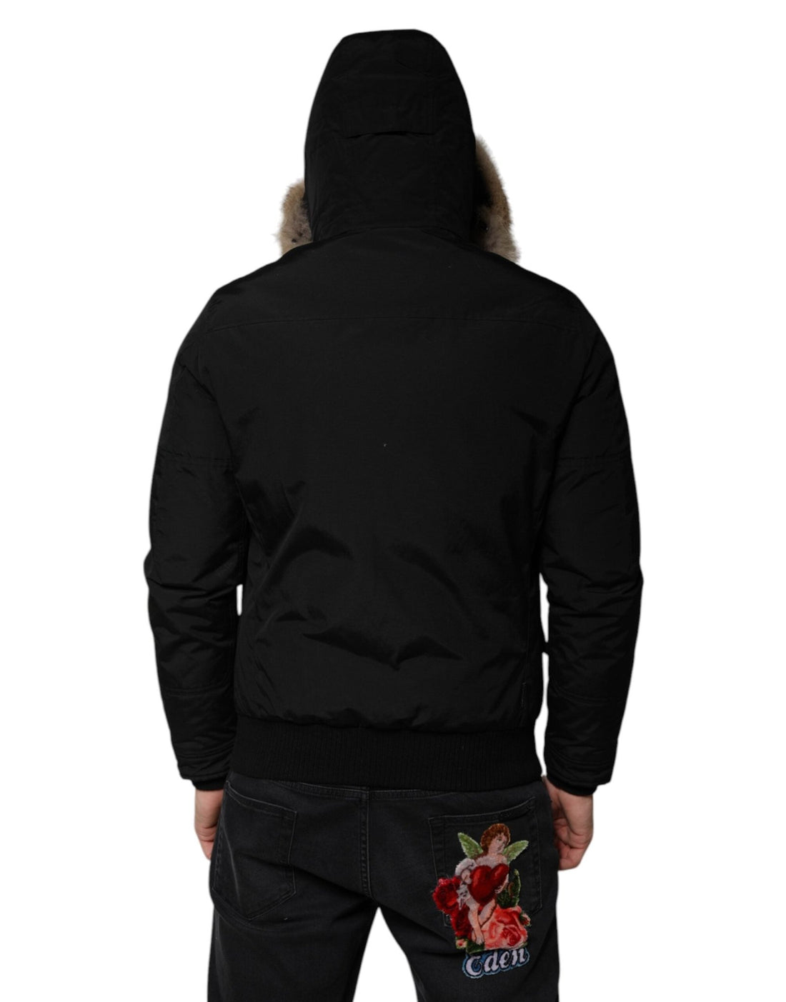 Woolrich Black Hooded Long Sleeves Fur Shearling Coat Jacket - RIMODA